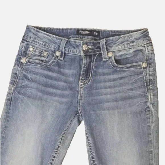 Miss Me Capri Jeans Sz 28 Fleua de Lis M3532 - Picture 4 of 12